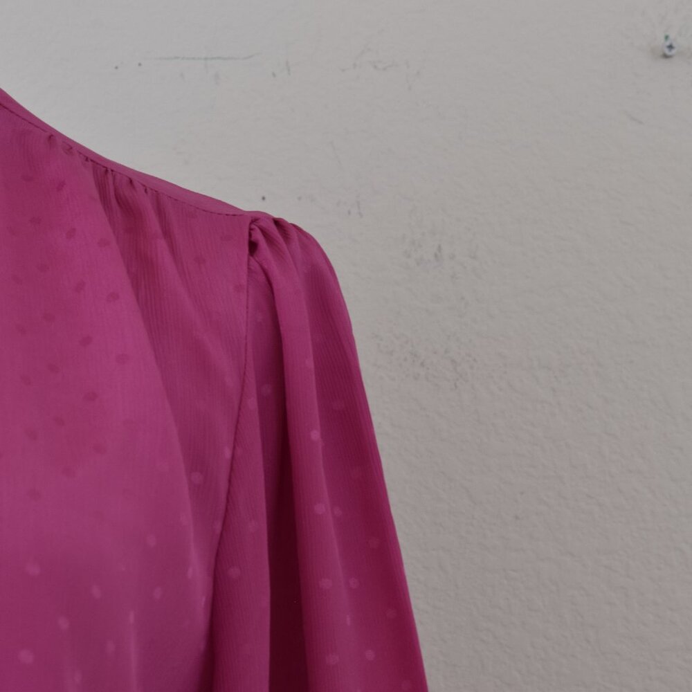 Vintage 80s pink Polyester Secretary Blouse by Cabrais - Picture 8 of 11